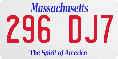 MA license plate 296DJ7