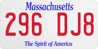 MA license plate 296DJ8