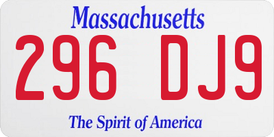 MA license plate 296DJ9