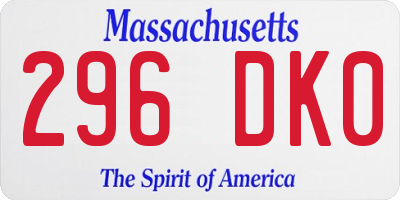 MA license plate 296DK0