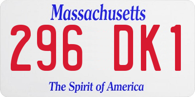 MA license plate 296DK1