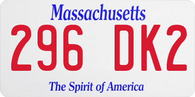 MA license plate 296DK2