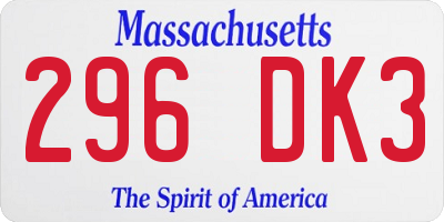 MA license plate 296DK3
