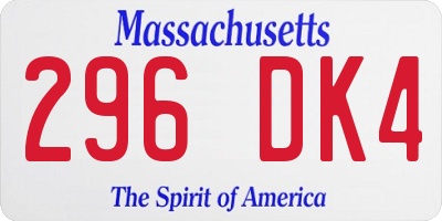 MA license plate 296DK4