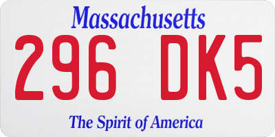 MA license plate 296DK5