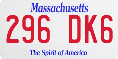 MA license plate 296DK6