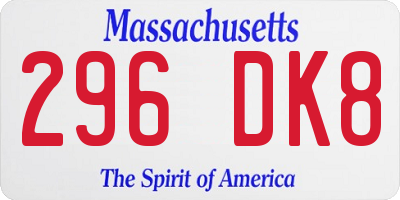 MA license plate 296DK8