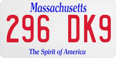 MA license plate 296DK9