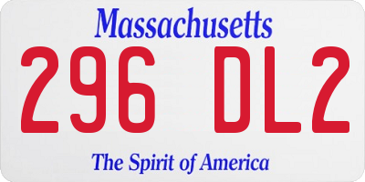 MA license plate 296DL2