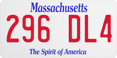 MA license plate 296DL4