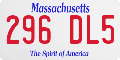 MA license plate 296DL5