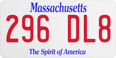 MA license plate 296DL8