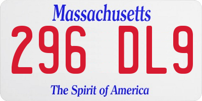 MA license plate 296DL9