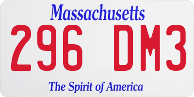MA license plate 296DM3