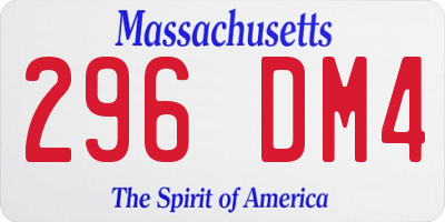 MA license plate 296DM4