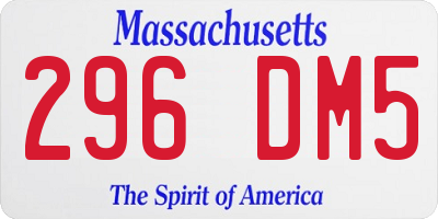 MA license plate 296DM5