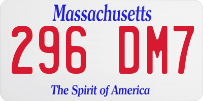 MA license plate 296DM7