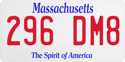 MA license plate 296DM8
