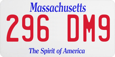 MA license plate 296DM9