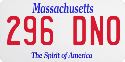 MA license plate 296DN0