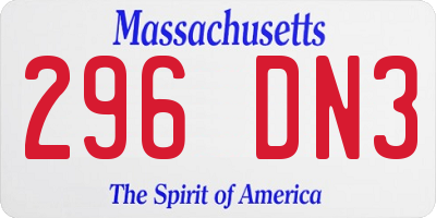 MA license plate 296DN3