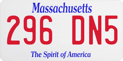 MA license plate 296DN5