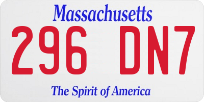 MA license plate 296DN7