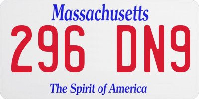 MA license plate 296DN9