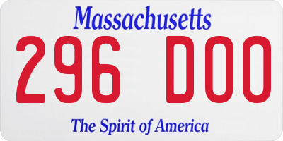 MA license plate 296DO0