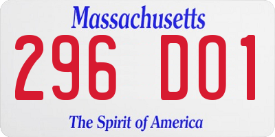 MA license plate 296DO1