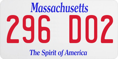 MA license plate 296DO2