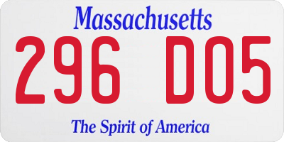 MA license plate 296DO5