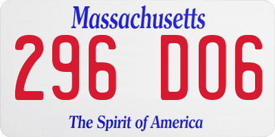 MA license plate 296DO6
