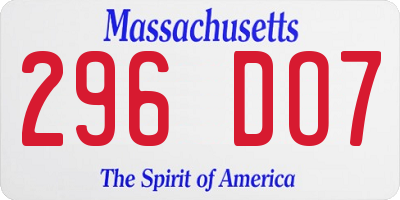 MA license plate 296DO7