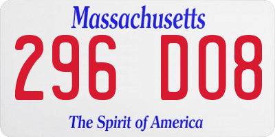 MA license plate 296DO8