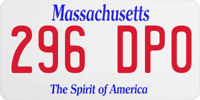 MA license plate 296DP0