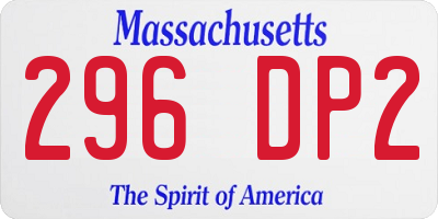 MA license plate 296DP2