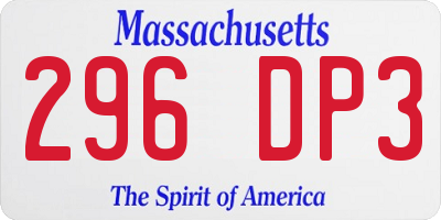 MA license plate 296DP3