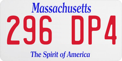MA license plate 296DP4
