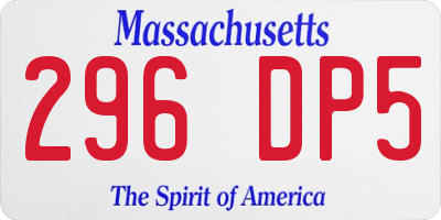 MA license plate 296DP5