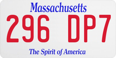 MA license plate 296DP7