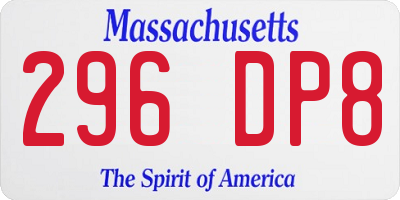 MA license plate 296DP8