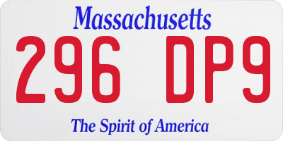 MA license plate 296DP9