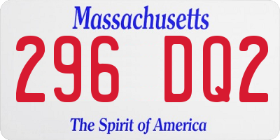MA license plate 296DQ2