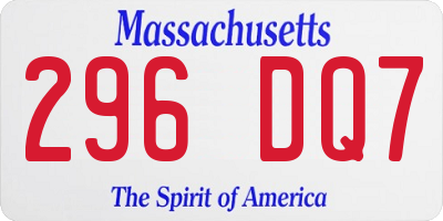 MA license plate 296DQ7