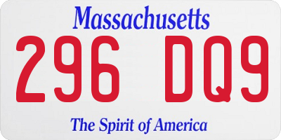 MA license plate 296DQ9