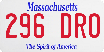 MA license plate 296DR0