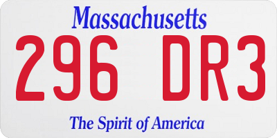 MA license plate 296DR3