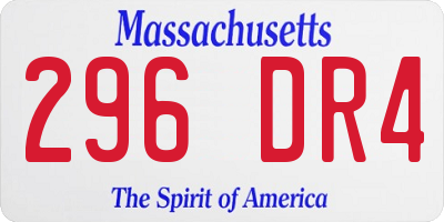 MA license plate 296DR4