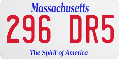 MA license plate 296DR5